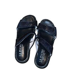 La Plume Women's Black Leather Sandals Size 36